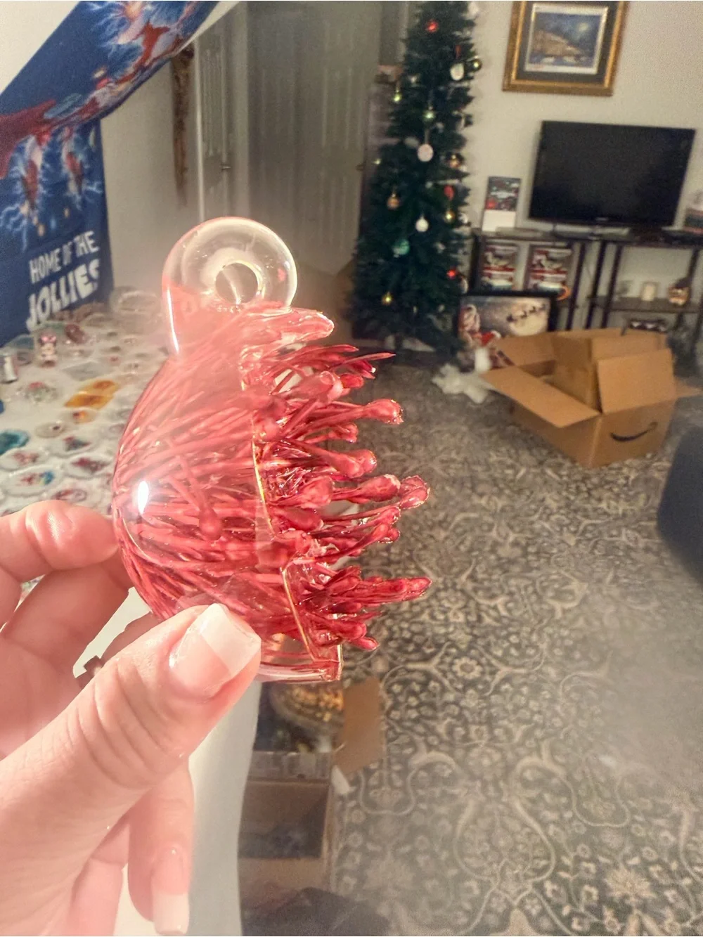 Red Handmade resin  Holiday Ornament - Unbranded